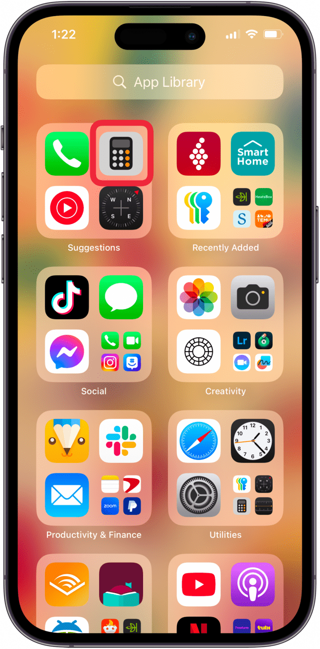 open the iPhone calculator app