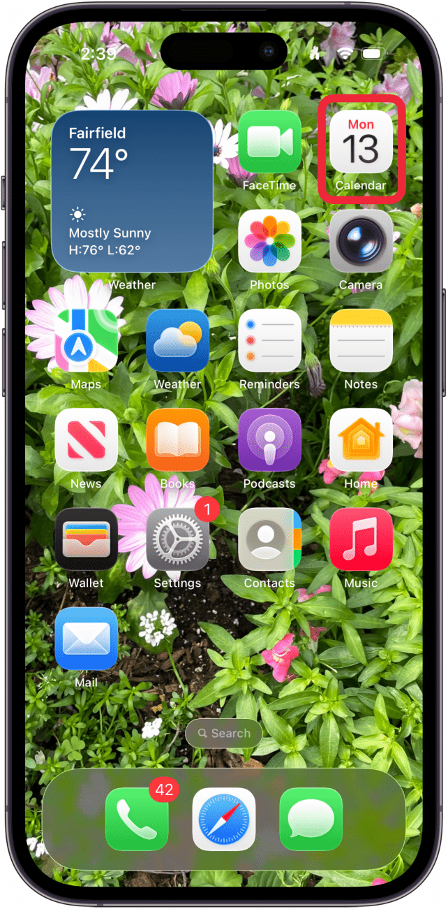 open the calenar app