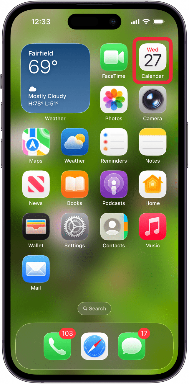 open the calendar app