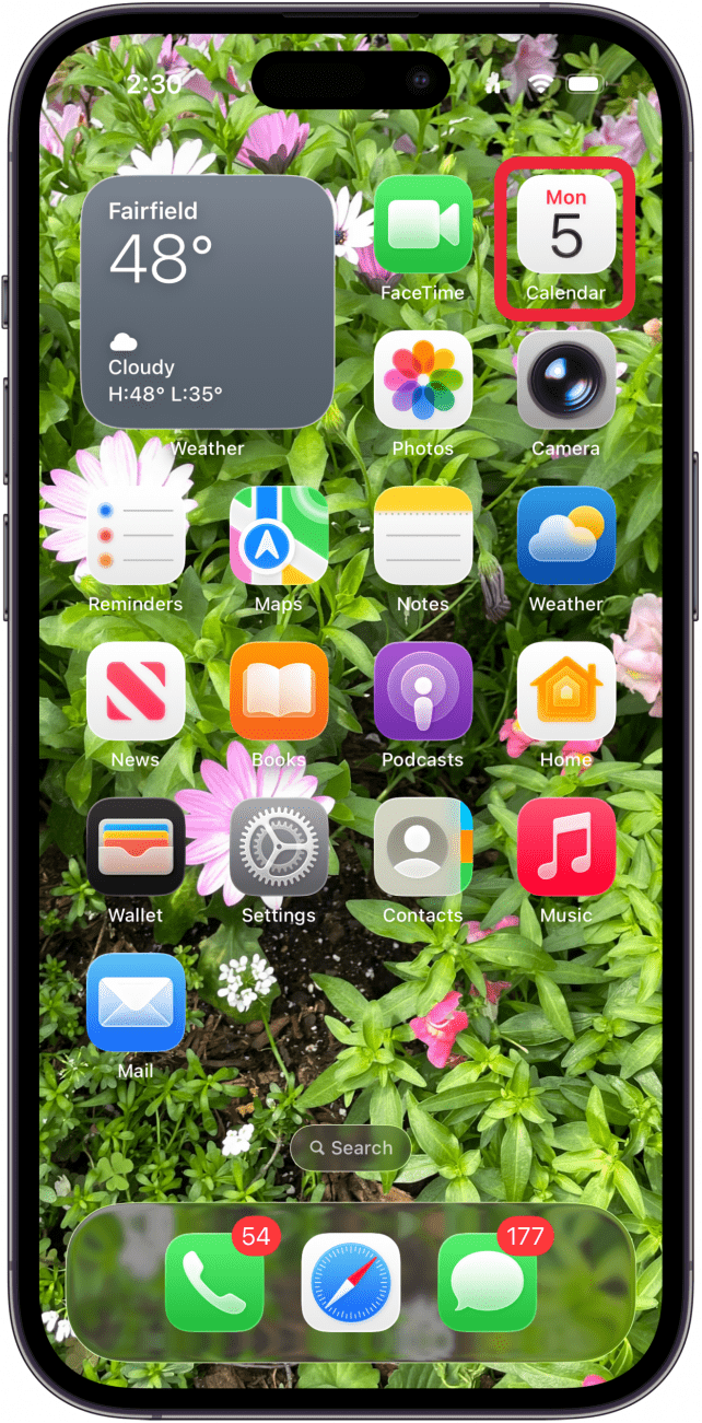 open the calendar app