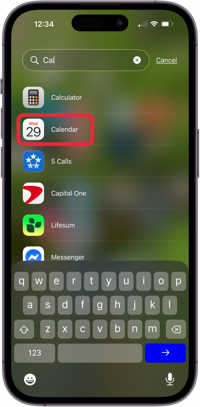 open the calendar app