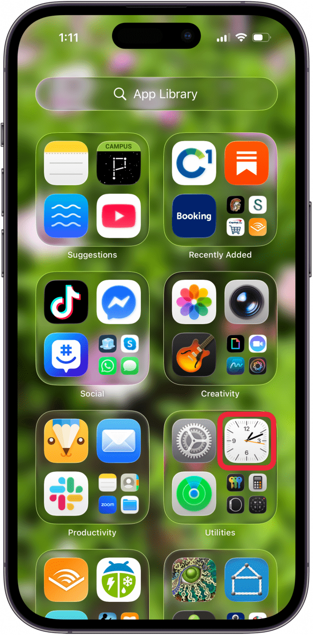 open the clock app
