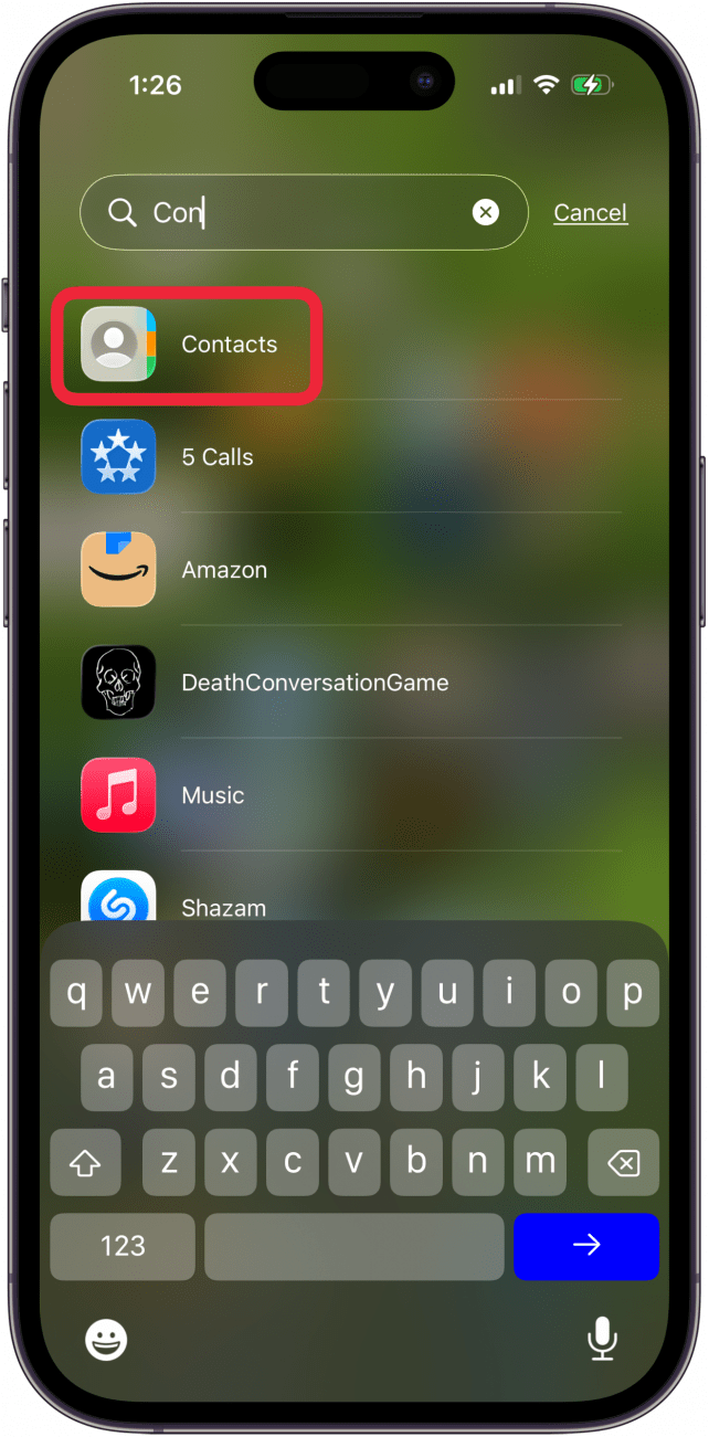 open the contacts app
