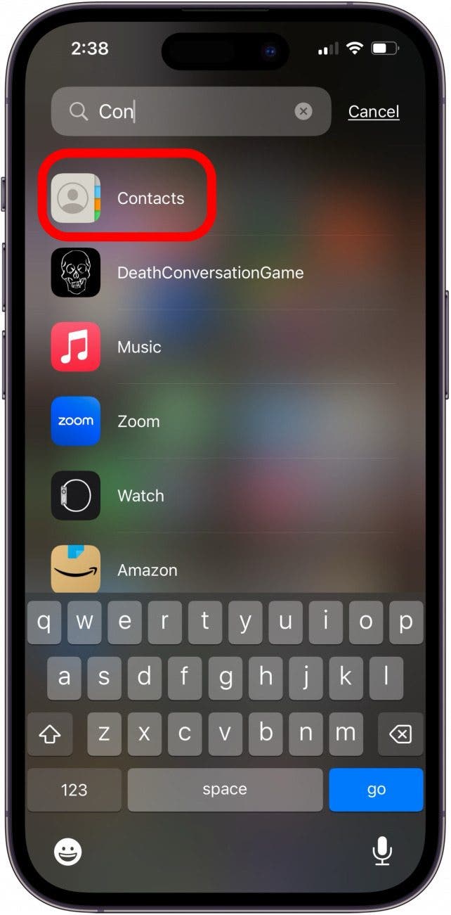 open the contacts app on iphone