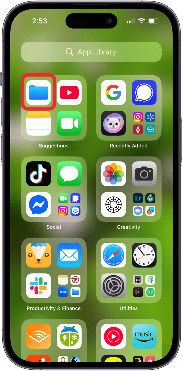open the files app