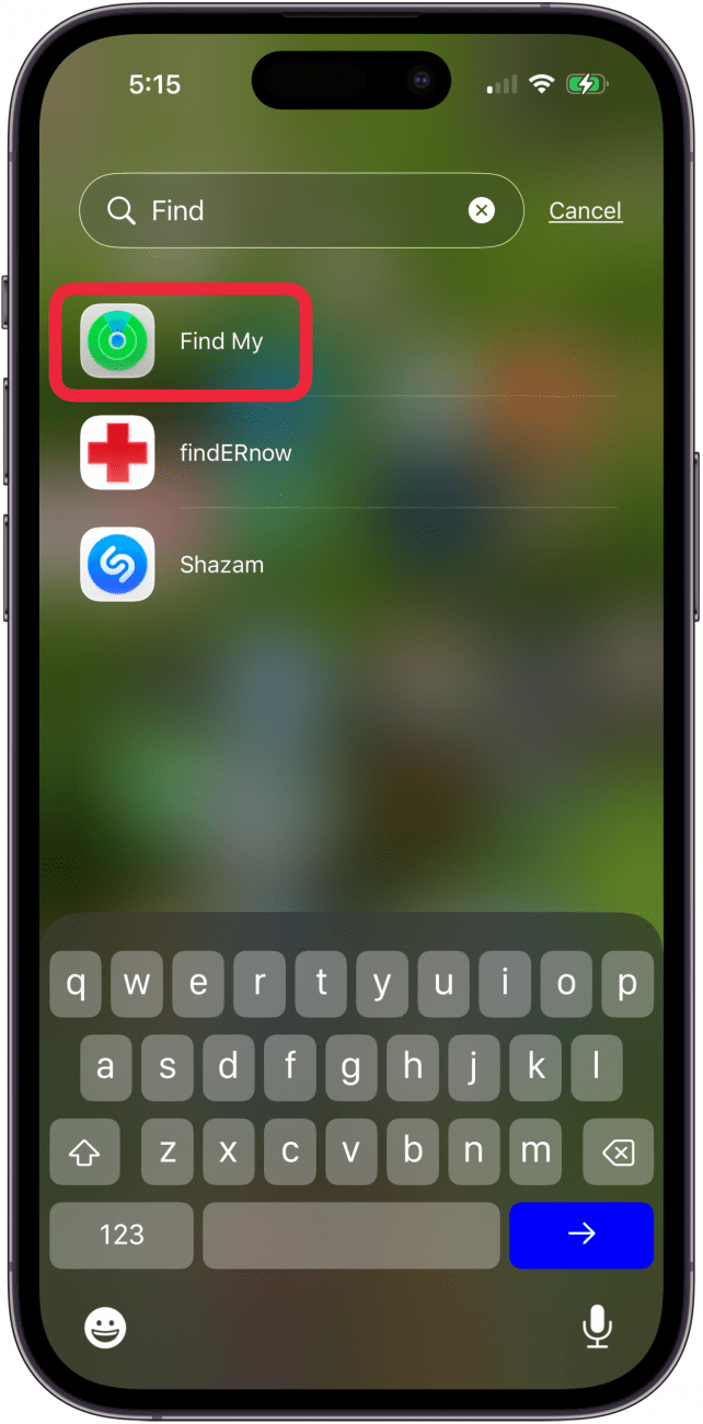 open the find my app open the find my app