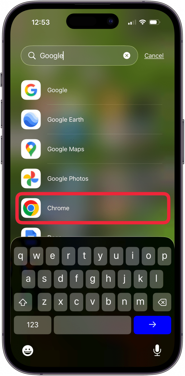 open the google chrome app