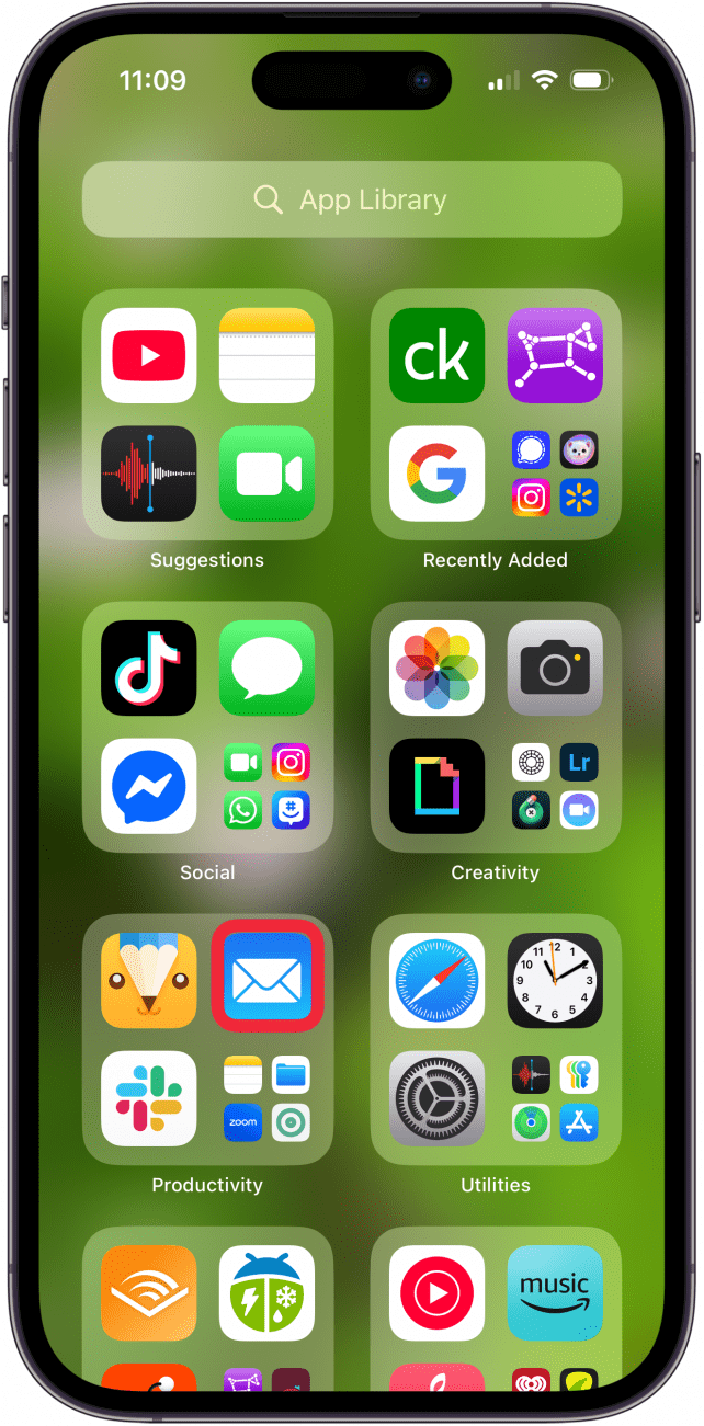 open the mail app on iphone