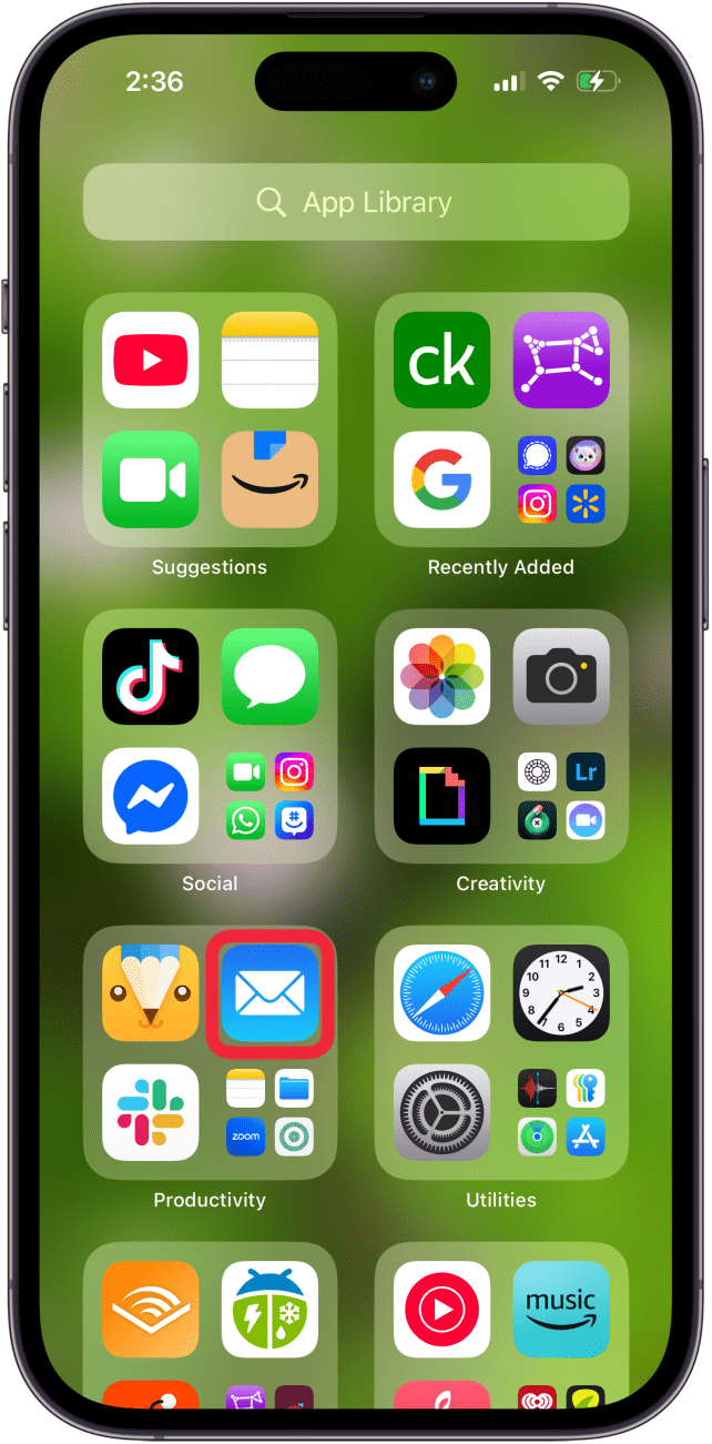 open the mail app on iphone or ipad