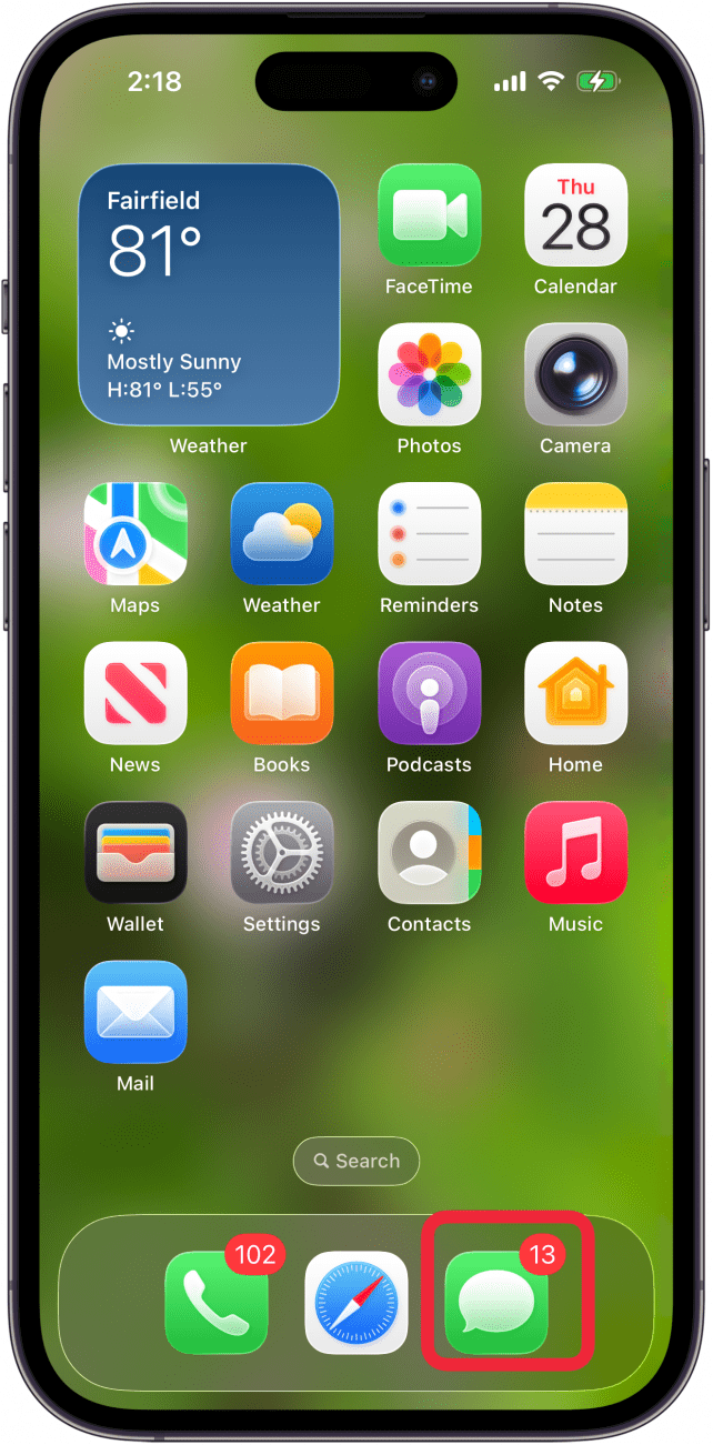 open the messages app