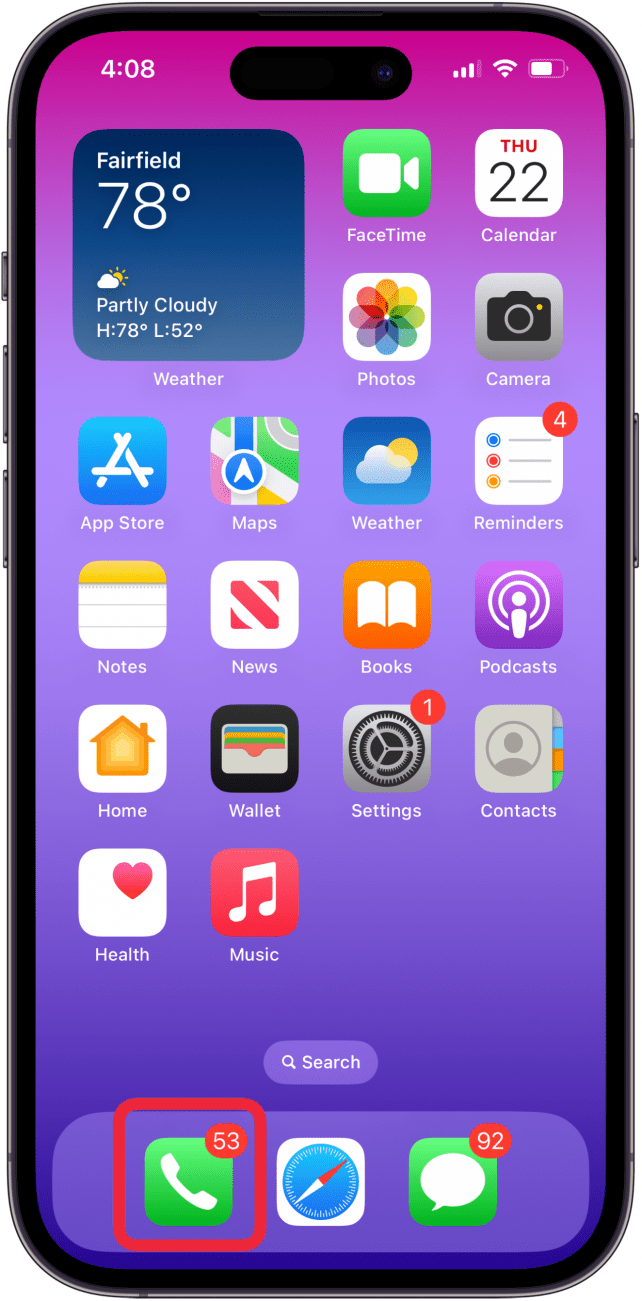 open the phone app on your iphone
