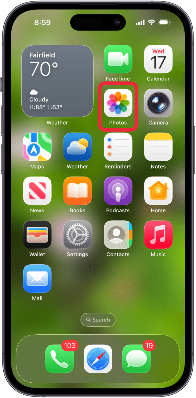 open the photos app open the photos app