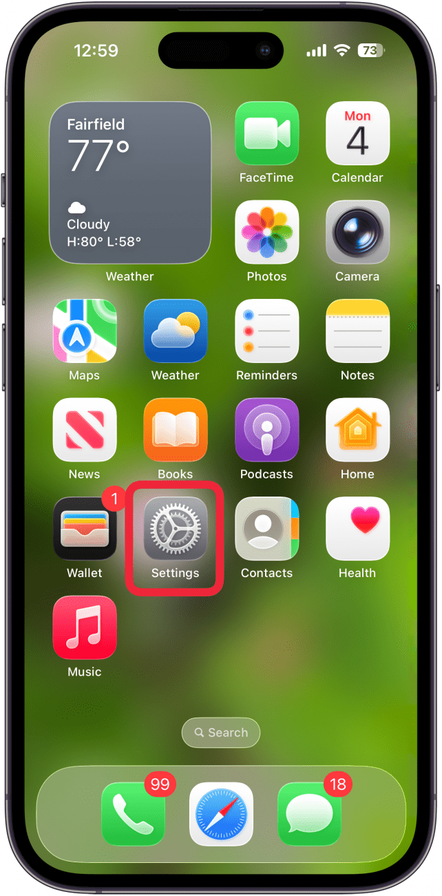 open the settings app