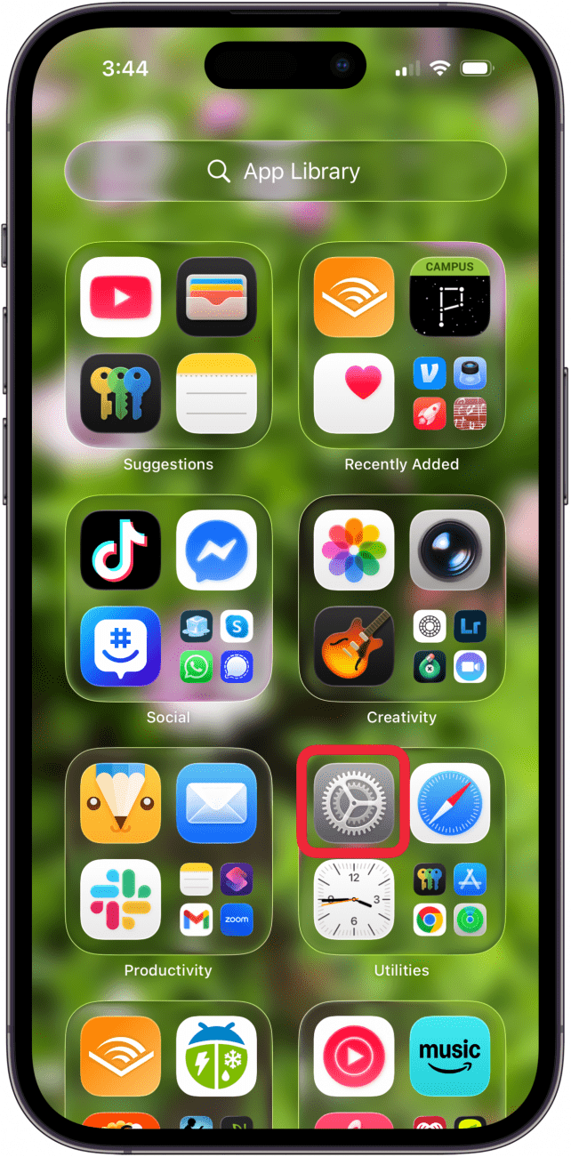 open the settings app