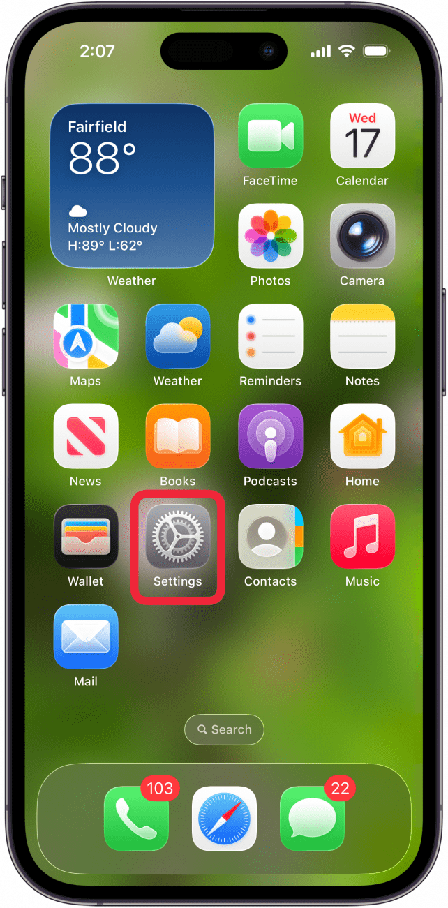 open the settings app