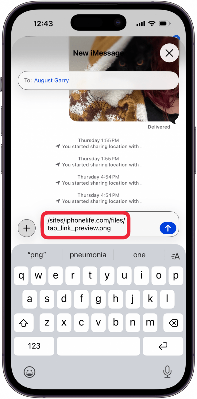 paste link into message paste link into message