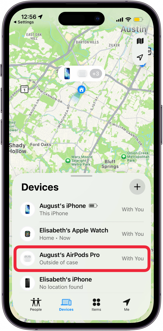 real airpods will be in devices tab