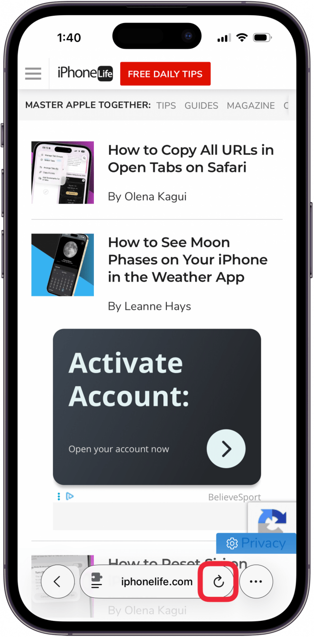 refresh safari app refresh safari app
