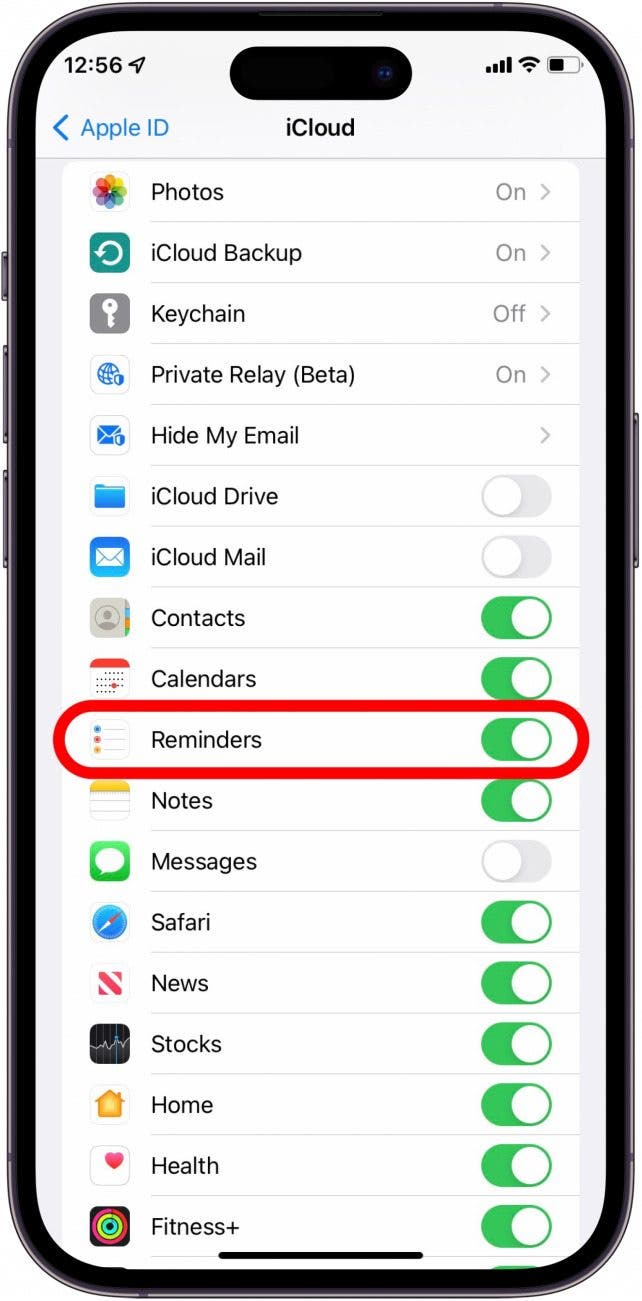 Toggle Reminders on
