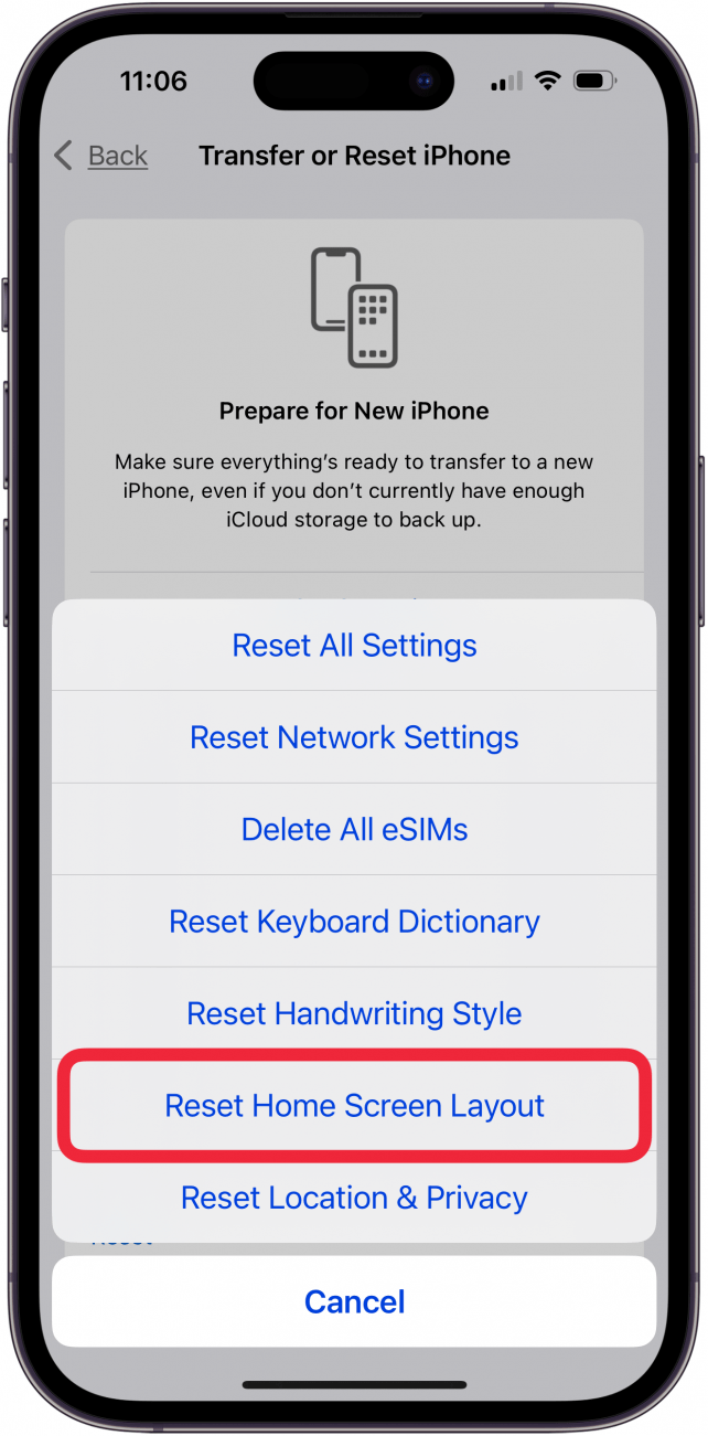 reset home screen layout to get app store back on iphone