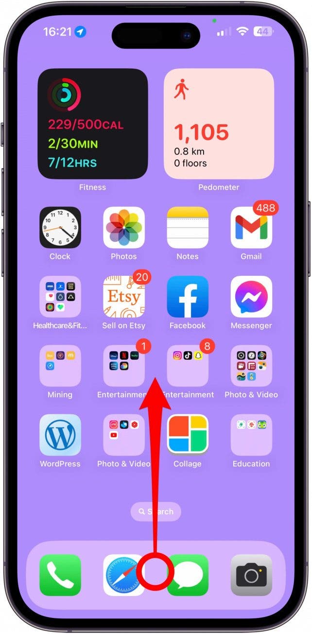 Swipe up from the bottom of your Home Screen.