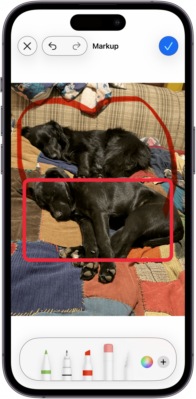 run your finger across the markup you want to delete run your finger across the markup you want to delete