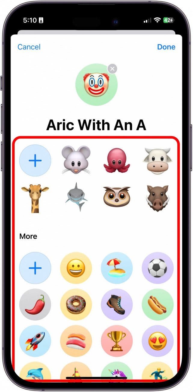 Or select a character or emoji.