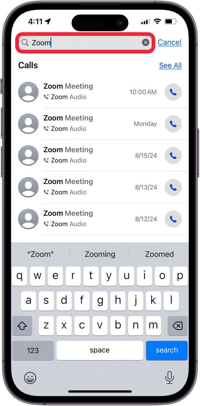 search iphone call history by contact name