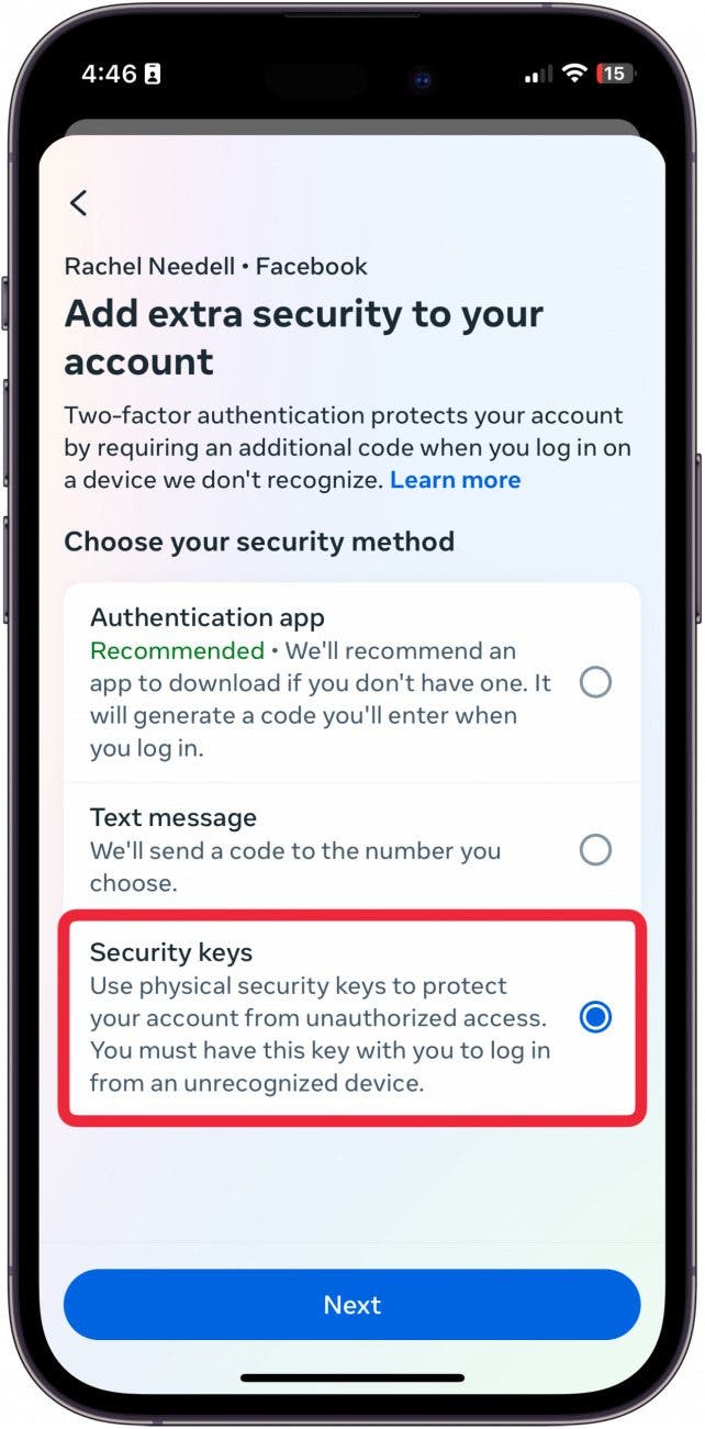 How to Add a Security Key to Facebook