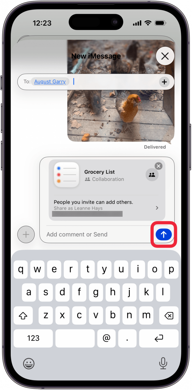 send the shared reminder send the shared reminder
