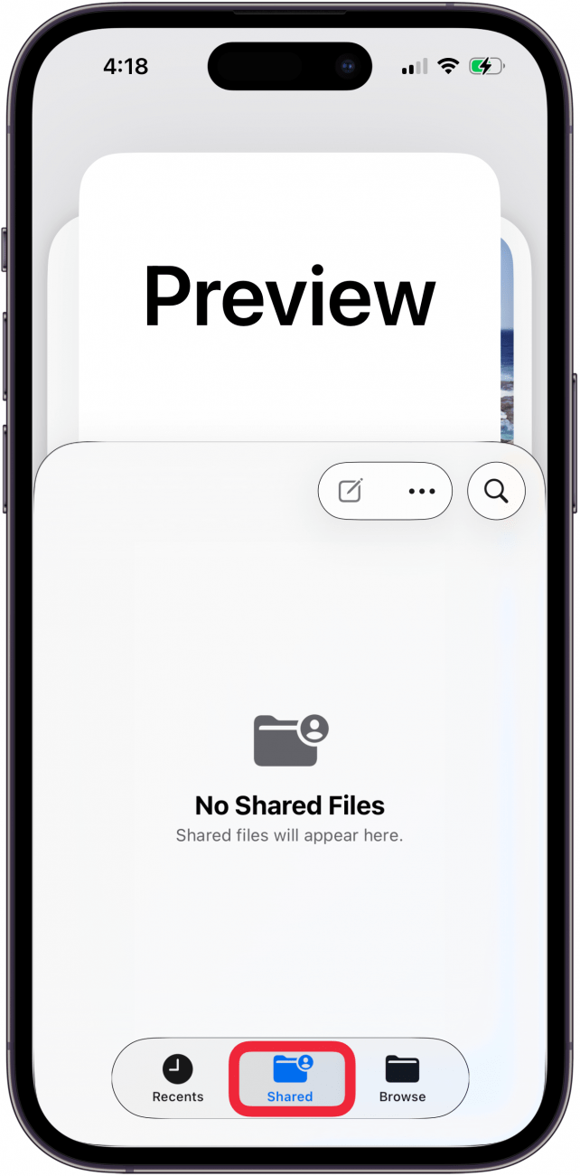 shared tab in preview app
