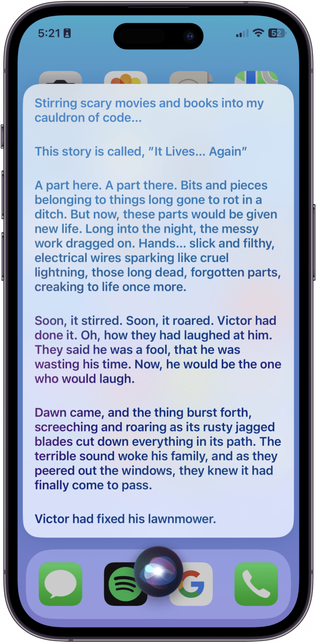 You can also ask for a specific kind of story like "Hey Siri, tell me a scary story."