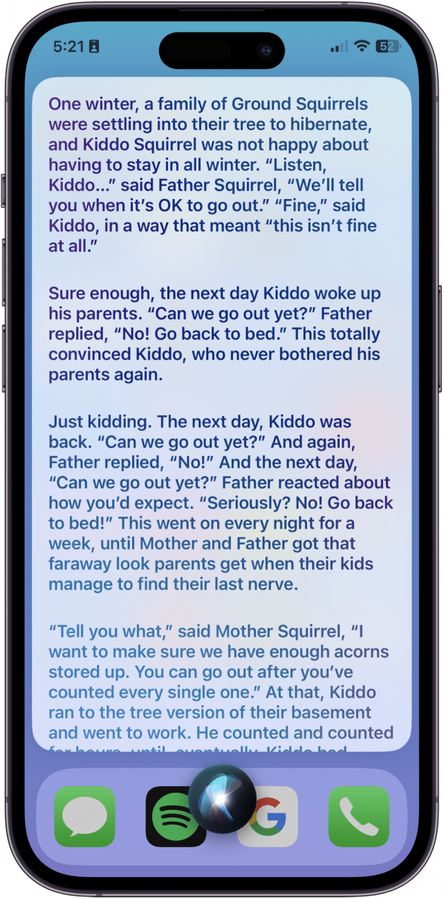 Another amazing thing to ask for is, "Hey Siri, tell me a love story." 