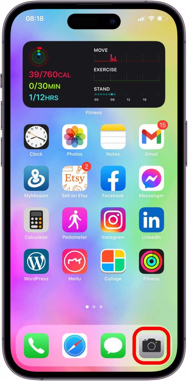 Open Camera app on iPhone
