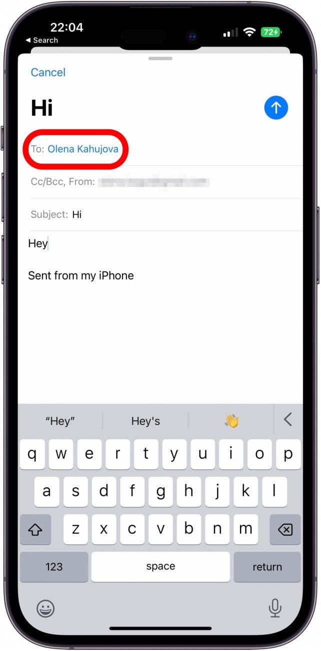 Draft an email and select a recipient; you can create a practice one to send to yourself.