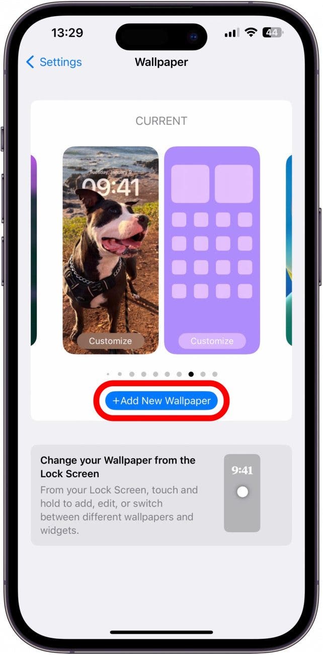 tap +Add New Wallpaper.