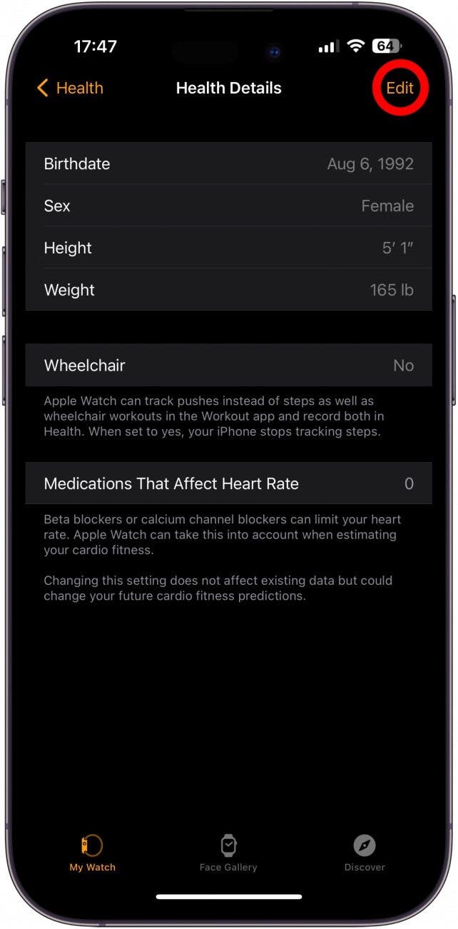 Select Health Details.