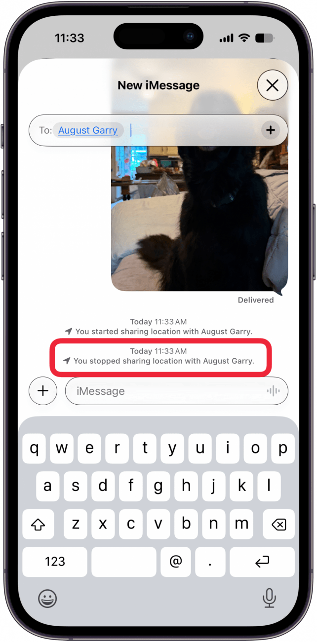 stopped sharing location notification