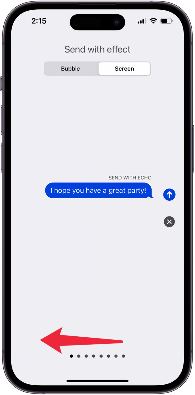 swipe left to see all iphone text effect options