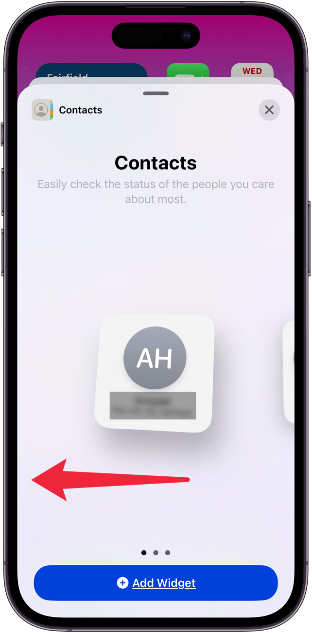swipe left to see option to add four contacts