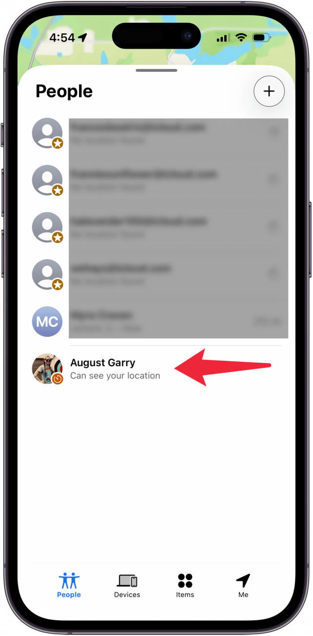 swipe left to stop location sharing in find my
