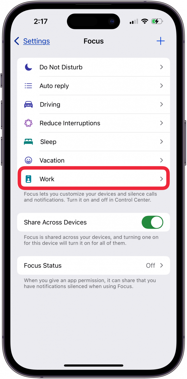 tap a focus in focus mode settings