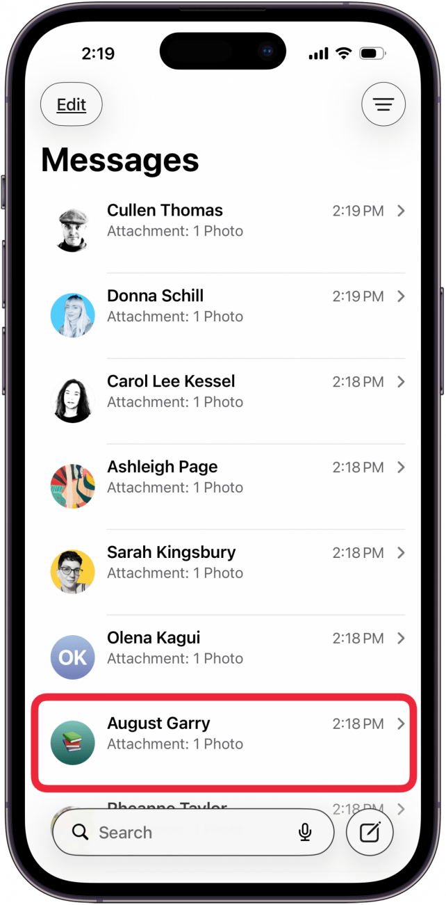 tap a messages conversation
