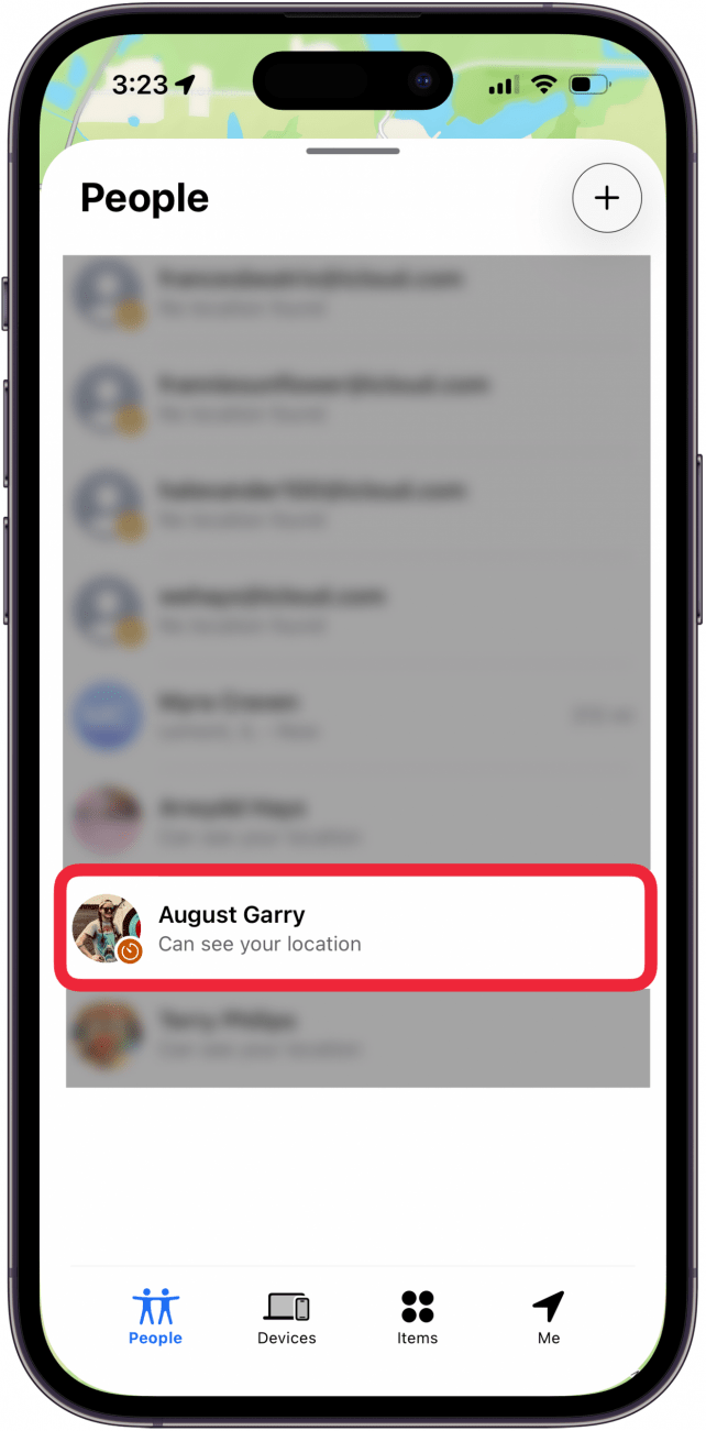 tap a person in the find my people tab tap a person in the find my people tab