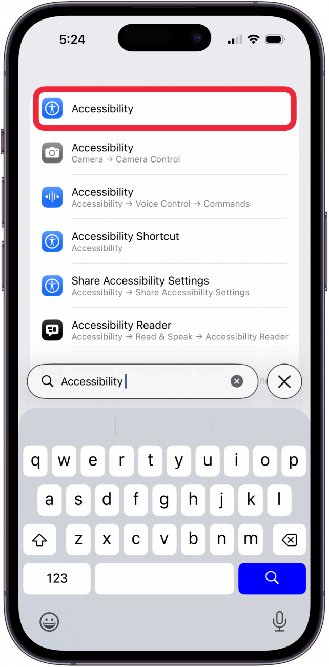tap a setting you want to see