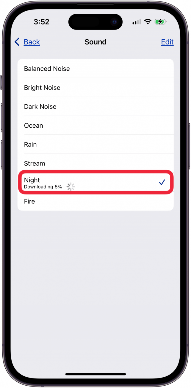 tap a sound to choose iphone white noise sound