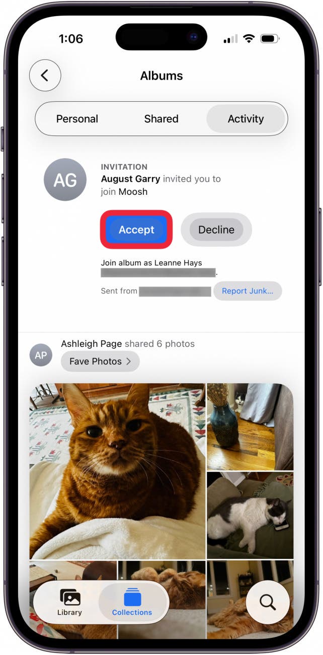 tap accept to accept shared album invitation tap accept to accept shared album invitation