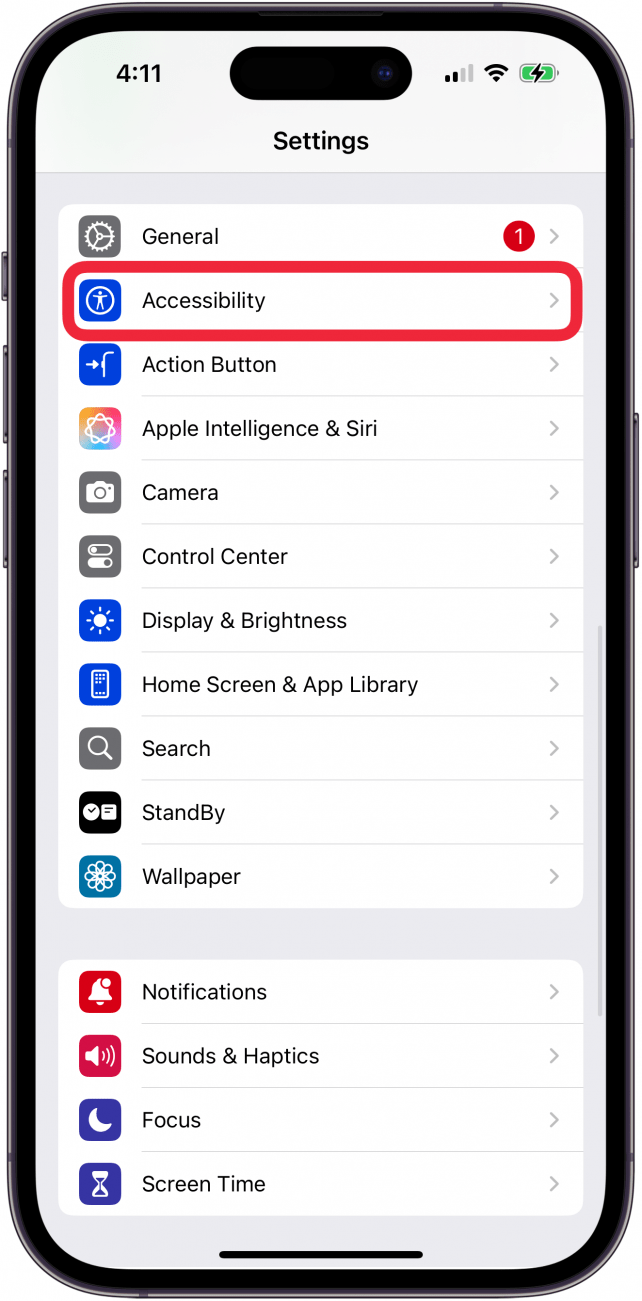 tap accesibility in iphone settings