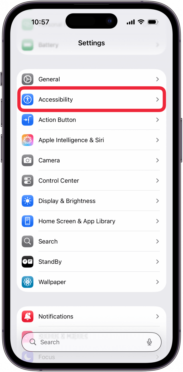 tap accessibility in iPhone settings