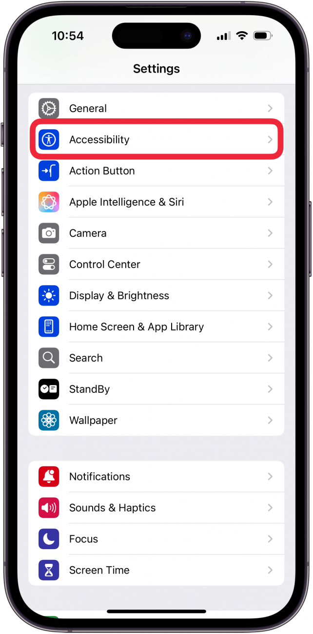tap accessibility in settings